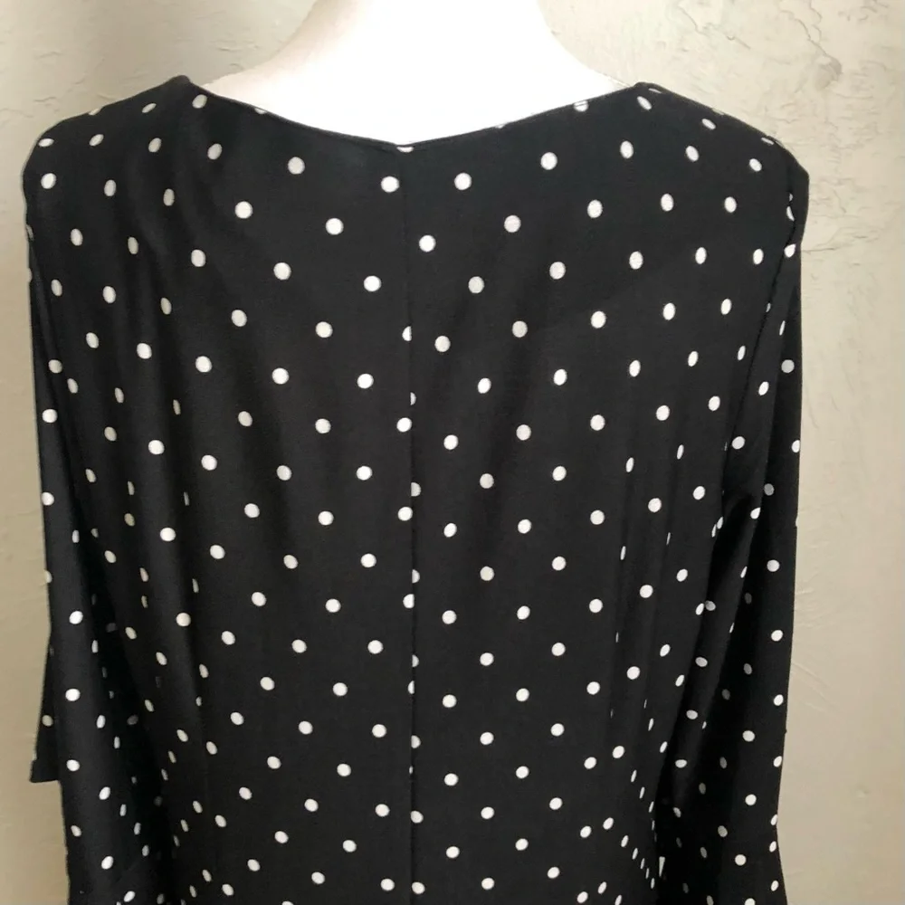 Sandra Darren Polka Dot Shift Dress with Floral Bottom 14 Black White Red - Picture 12 of 15